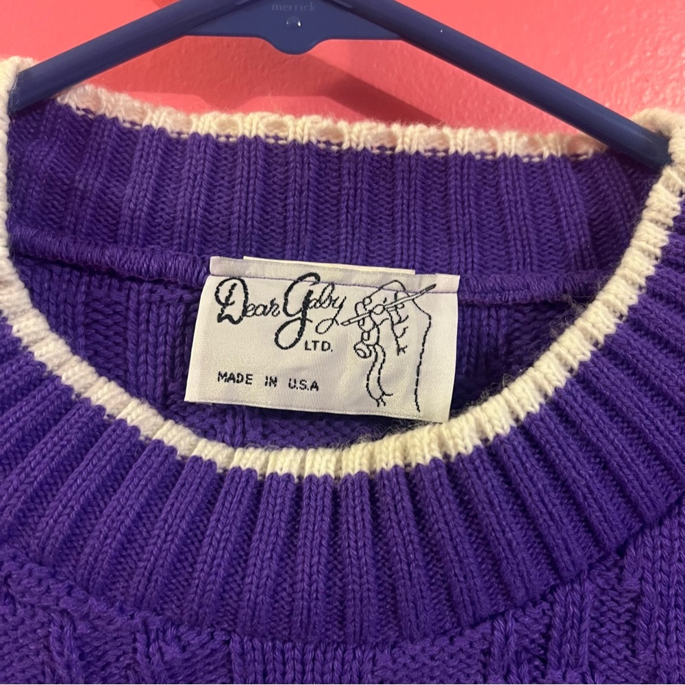 Vintage Dear Gaby, LTD Sweater Vest Womens Large L Purple - Picture 3 of 5